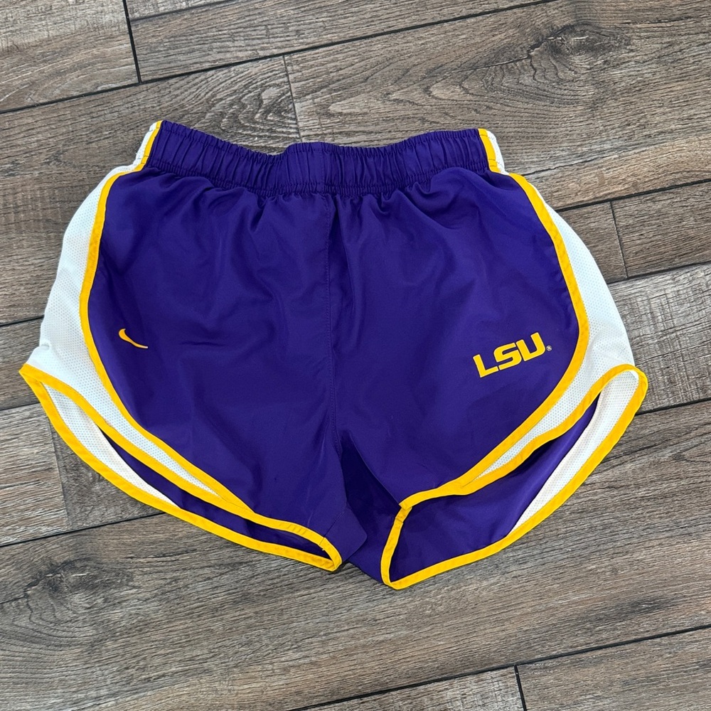 Nike Women's Purple and Yellow Athletic Shorts